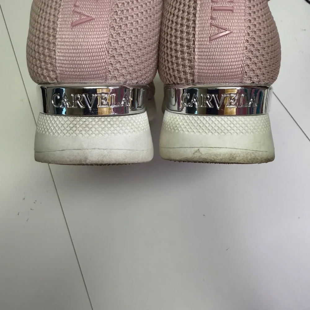 Carvela Jeo Embellish Knit Slip On Sneaker Pink Rhinestone Platform W Sz 39 8.5‎